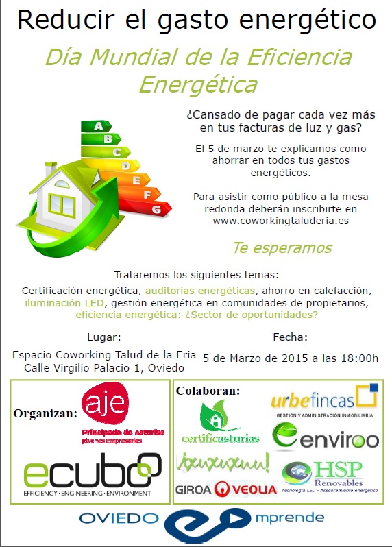 Cartel de la mesa redonda de eficiencia energética organizada por eCubo en 2015