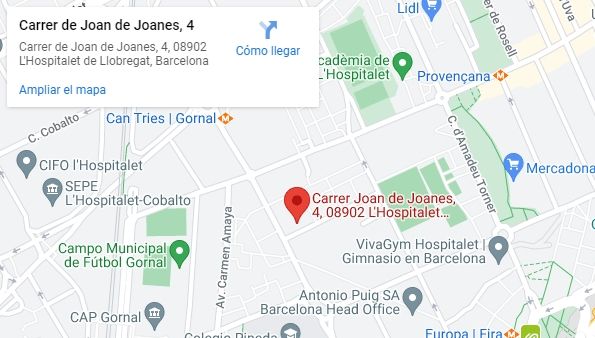 Centro de formación de Previnsa-Ademi en Barcelona. Mapa.