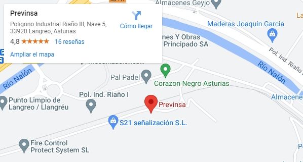 Centro de formación de Previnsa en Asturias. Mapa.
